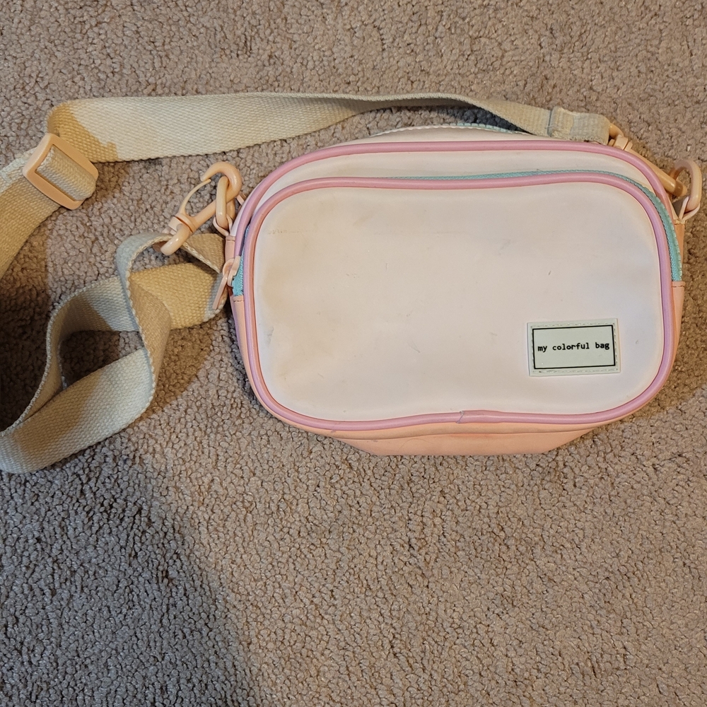 Zara Cream and Pink Crossbody Bag